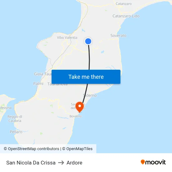 San Nicola da Crissa to Ardore map