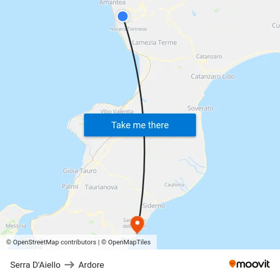 Serra D'Aiello to Ardore map