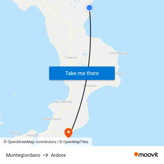 Montegiordano to Ardore map