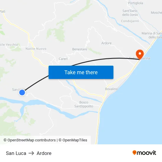 San Luca to Ardore map