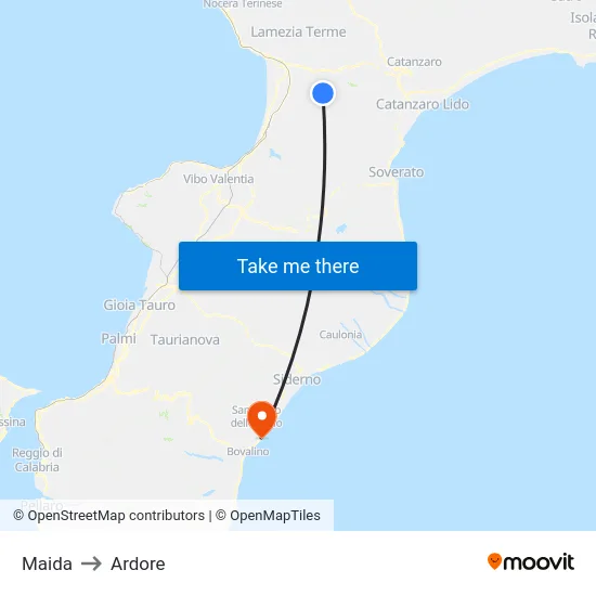 Maida to Ardore map