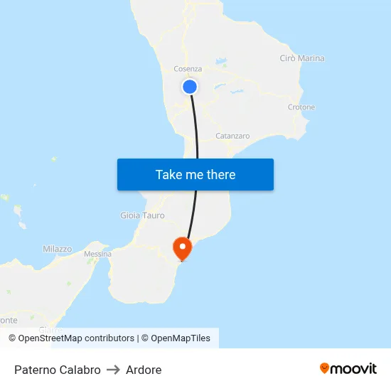 Paterno Calabro to Ardore map