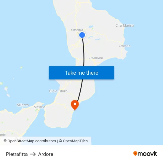 Pietrafitta to Ardore map