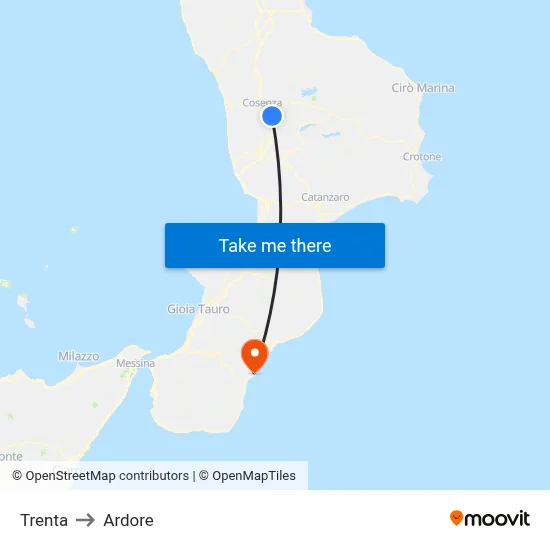 Trenta to Ardore map