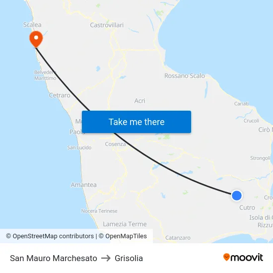 San Mauro Marchesato to Grisolia map