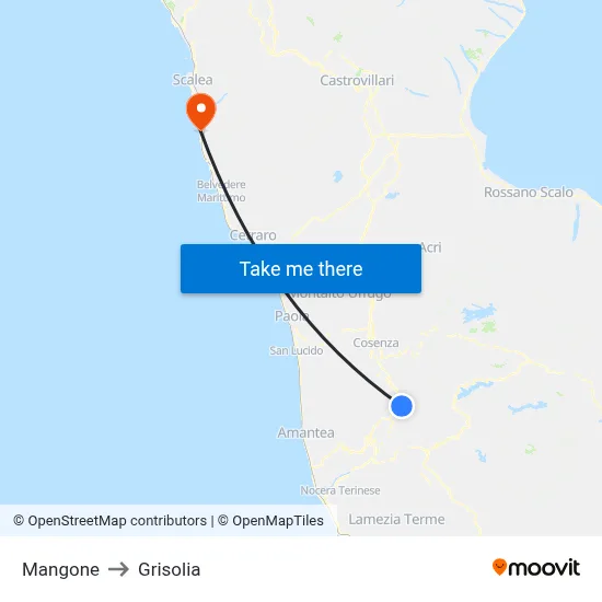 Mangone to Grisolia map