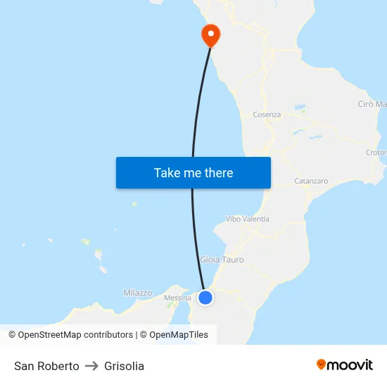 San Roberto to Grisolia map