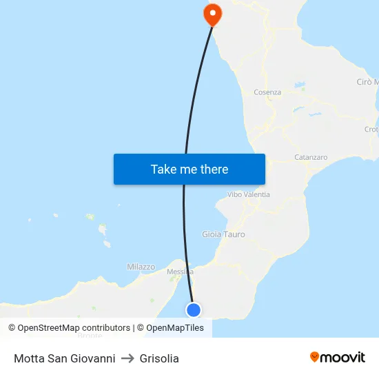 Motta San Giovanni to Grisolia map