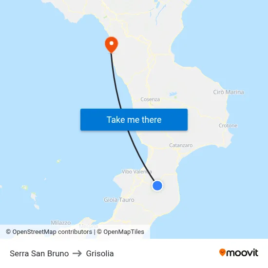 Serra San Bruno to Grisolia map