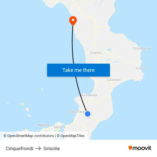 Cinquefrondi to Grisolia map