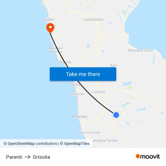 Parenti to Grisolia map