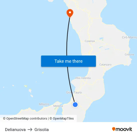 Delianuova to Grisolia map