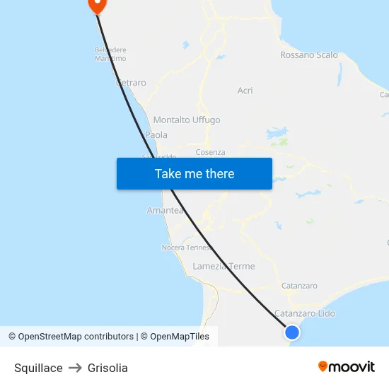 Squillace to Grisolia map