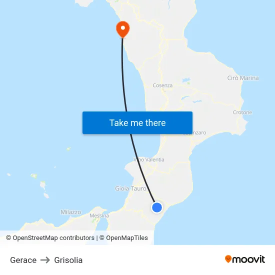 Gerace to Grisolia map