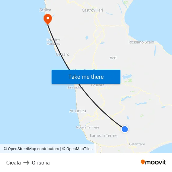 Cicala to Grisolia map