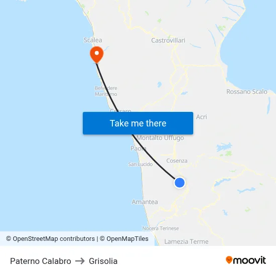 Paterno Calabro to Grisolia map