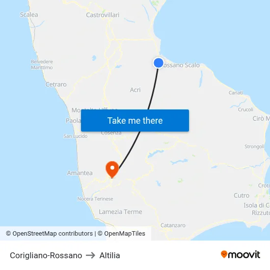 Corigliano-Rossano to Altilia map