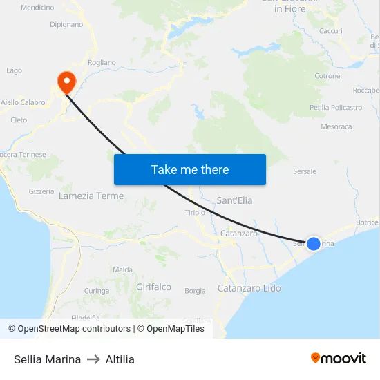 Sellia Marina to Altilia map