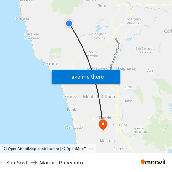 San Sosti to Marano Principato map