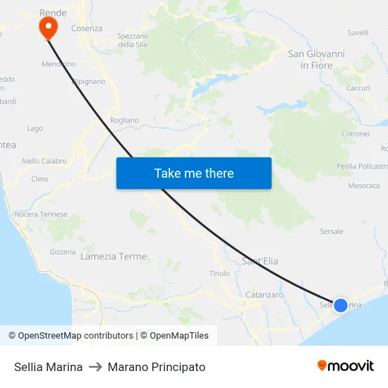 Sellia Marina to Marano Principato map