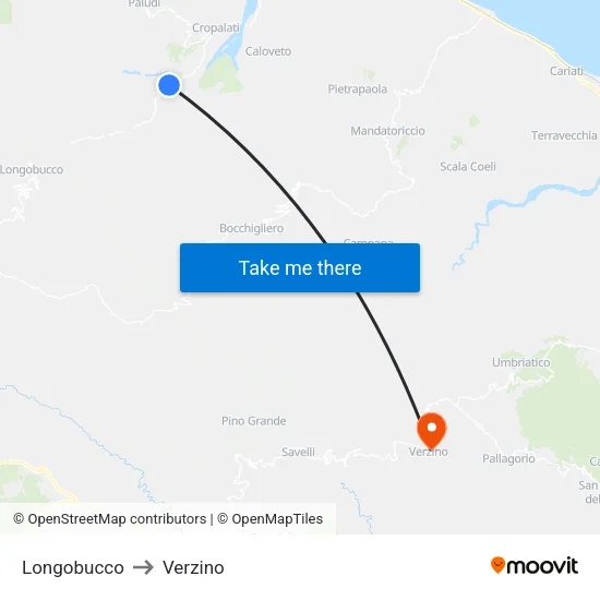 Longobucco to Verzino map