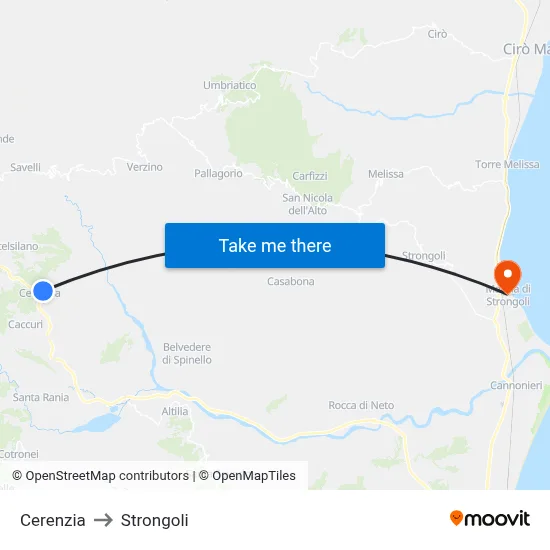 Cerenzia to Strongoli map