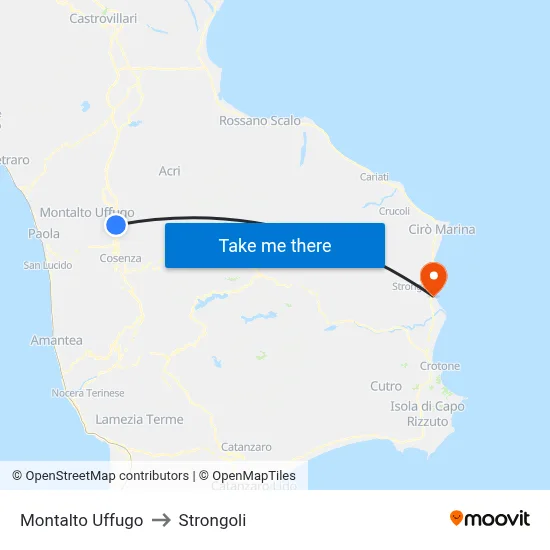 Montalto Uffugo to Strongoli map