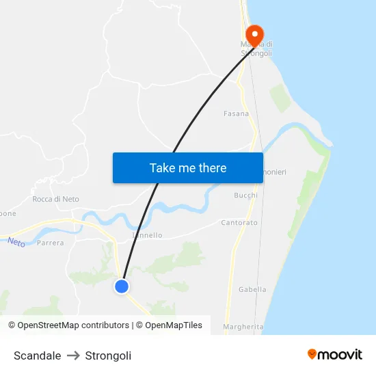 Scandale to Strongoli map