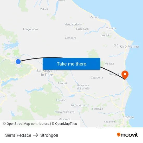 Serra Pedace to Strongoli map