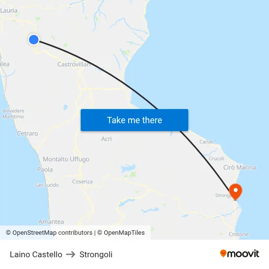 Laino Castello to Strongoli map
