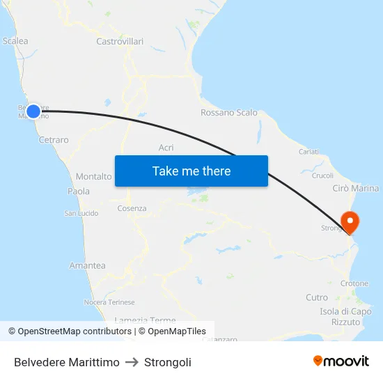 Belvedere Marittimo to Strongoli map