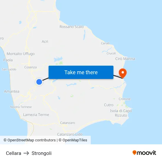 Cellara to Strongoli map