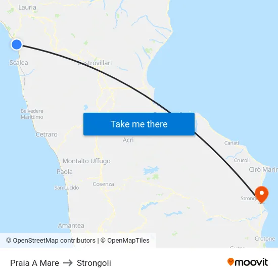 Praia A Mare to Strongoli map