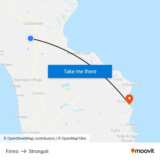Firmo to Strongoli map