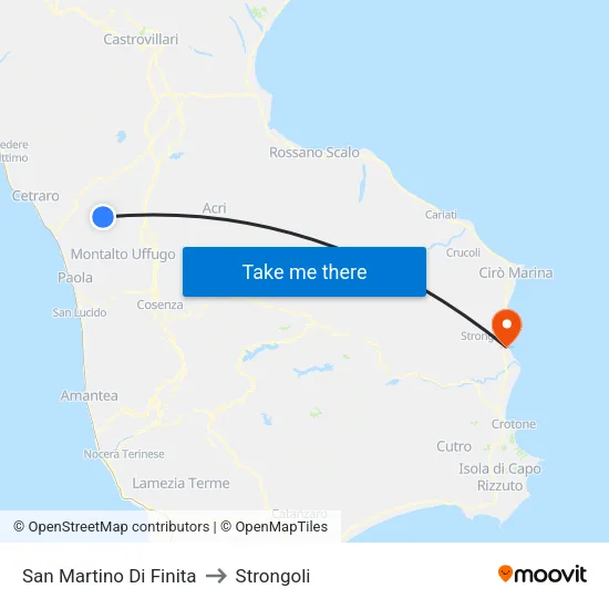 San Martino Di Finita to Strongoli map