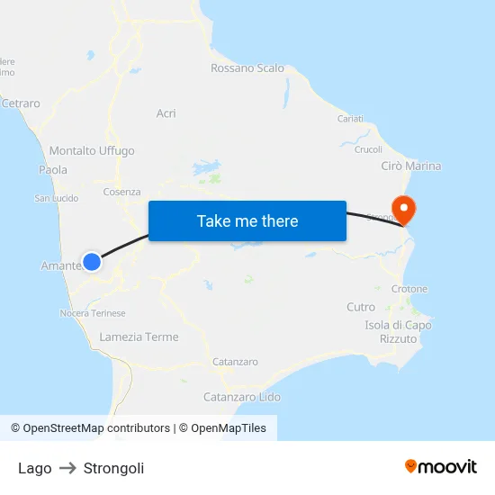 Lake to Strongoli map