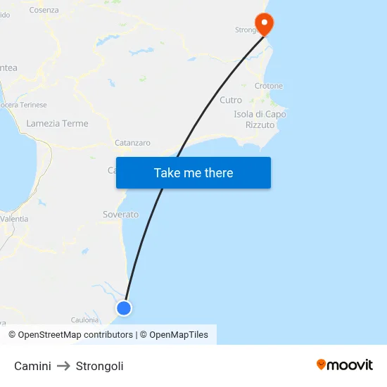 Camini to Strongoli map