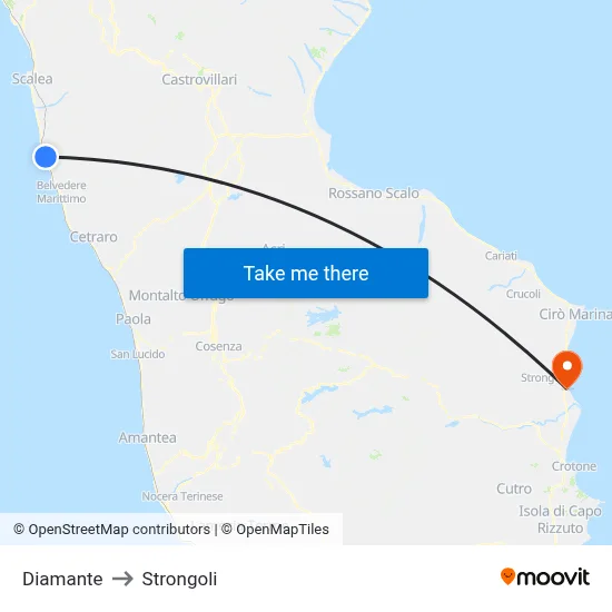 Diamante to Strongoli map