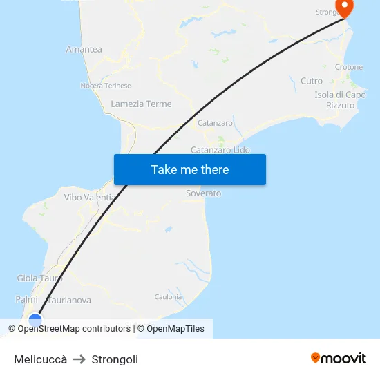 Melicuccà to Strongoli map