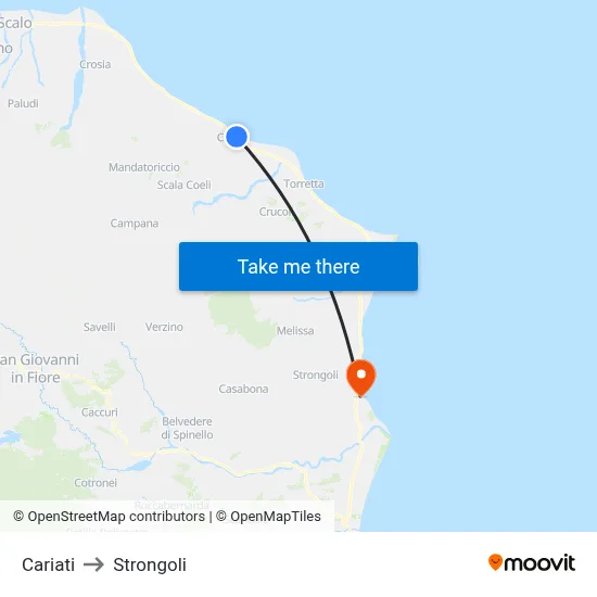 Cariati to Strongoli map