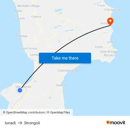 Ionadi to Strongoli map