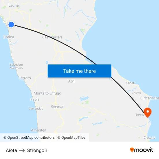Aieta to Strongoli map