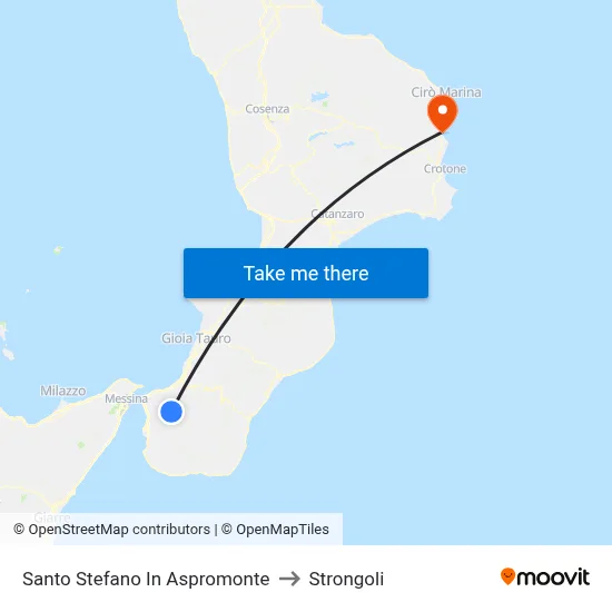 Santo Stefano in Aspromonte to Strongoli map