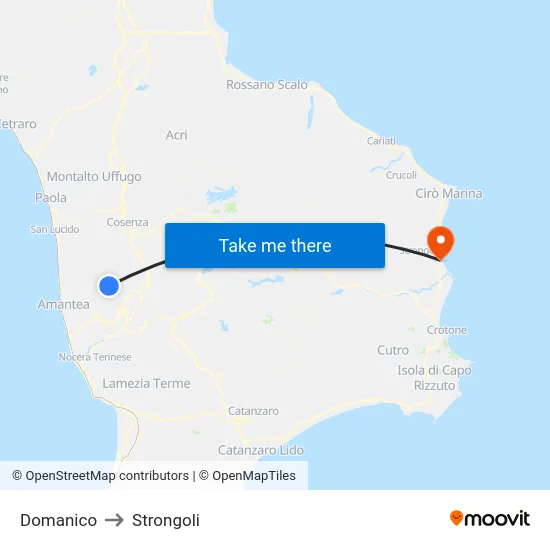 Domanico to Strongoli map