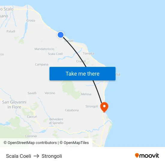 Scala Coeli to Strongoli map