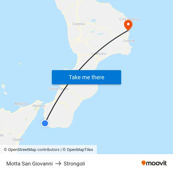 Motta San Giovanni to Strongoli map