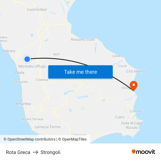 Rota Greca to Strongoli map