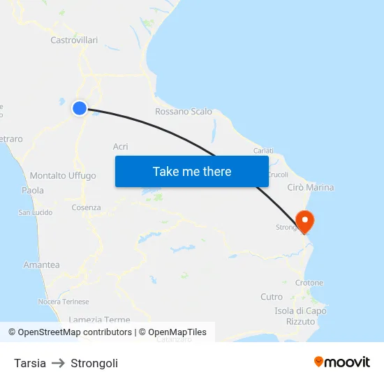 Tarsia to Strongoli map