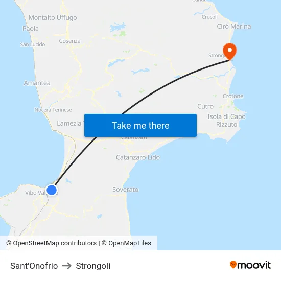 Sant'Onofrio to Strongoli map