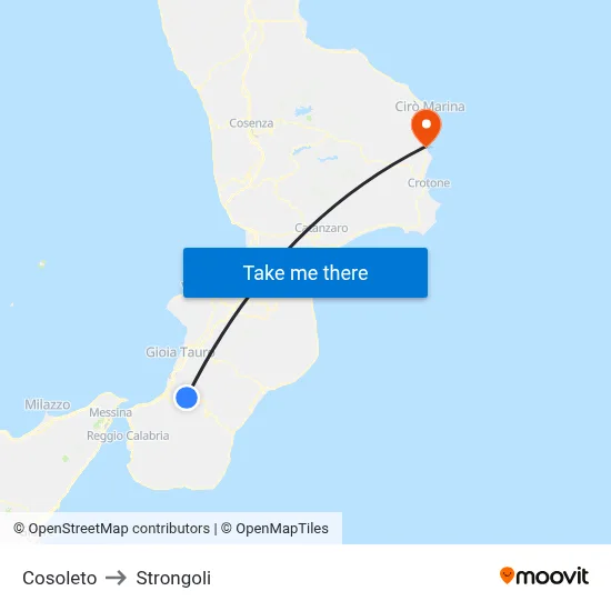 Cosoleto to Strongoli map